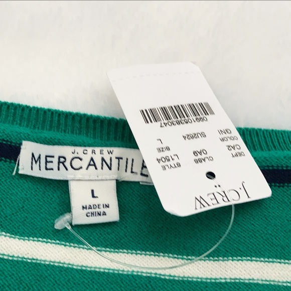 NWT J. Crew Green Peyton Mixed-Stripe Sweater - Picture 4 of 5
